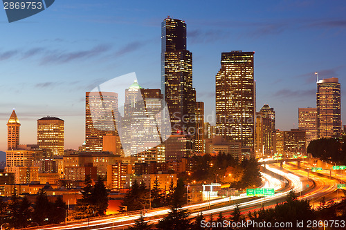 Image of Interstate 5 & Seattle America Stock Photo