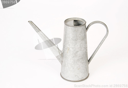 Image of Galvanized Metal Garden Watering Container Stands Isolated on Wh