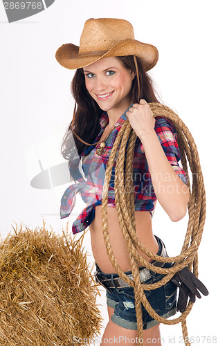 Image of Country Time for Smiling Rural Farmer's Daughter