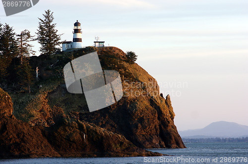 Image of Pacific Coast Lighthouse Cape Disappointment Pacific Coast Ocean