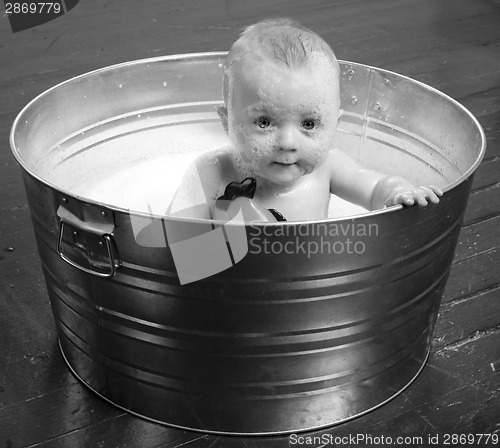 Image of 6 month old Boy in Bubble Bath Tub