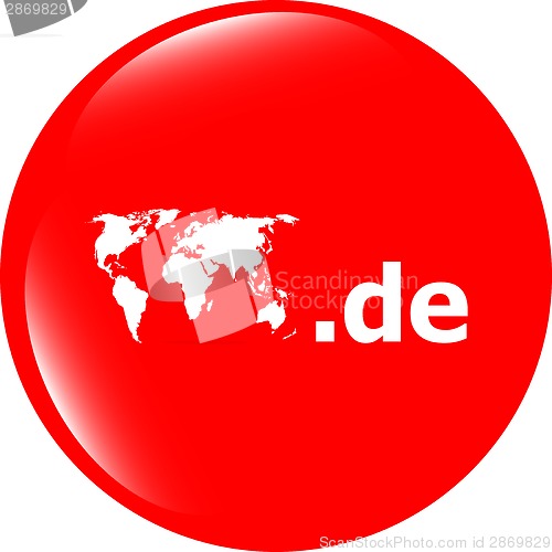 Image of Domain DE sign icon. Top-level internet domain symbol with world map