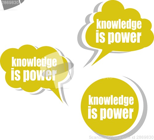 Image of knowledge is power. Set of stickers, labels, tags. Template for infographics