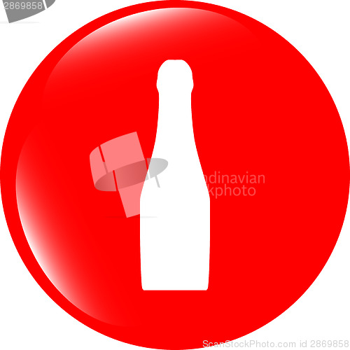 Image of bottle with drink - icon glossy button isolated