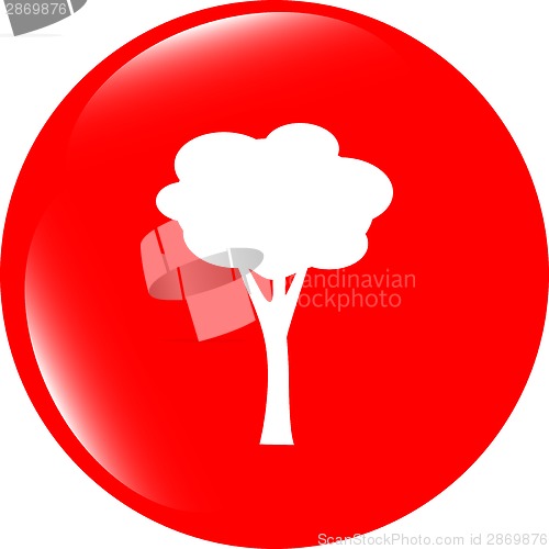 Image of Tree Icon on Round Black Button Collection Original Illustration