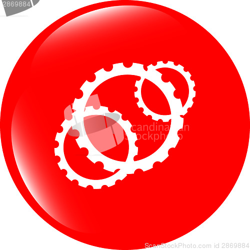 Image of gears icon (button) isolated on a white background