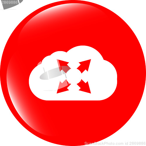 Image of abstract cloud set icon. Upload button. Load symbol. Round button