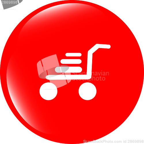 Image of Shopping cart icon on round internet button original illustration