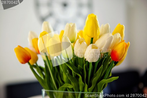 Image of Vintage photo of bouquet spring tulips
