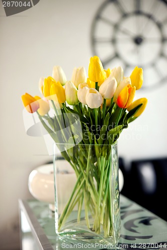 Image of Photo of bouquet spring tulips