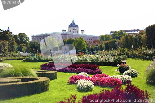 Image of green park with flowers