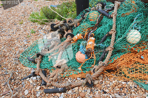 Image of Green and orange fishing nets