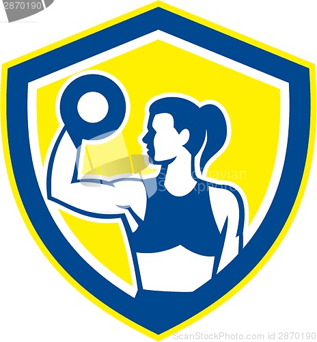 Image of Woman Lifting Dumbbell Weight Physical Fitness Retro