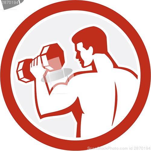 Image of Man Lifting Dumbbell Fitness Retro