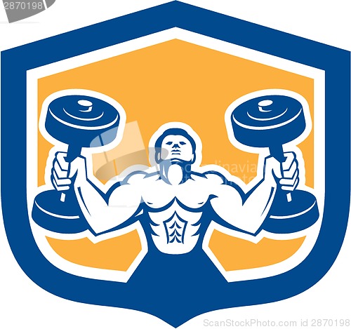 Image of Man Lifting Dumbbell Weight Physical Fitness Retro