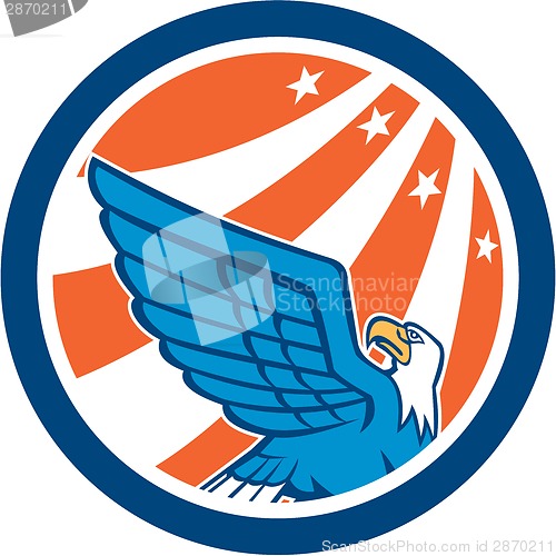 Image of American Eagle Flying Looking Up Retro