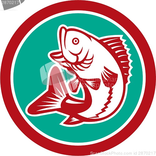 Image of Largemouth Bass Jumping Circle Retro