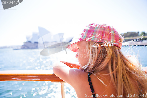 Image of Young girl looking from ferry in Sydney