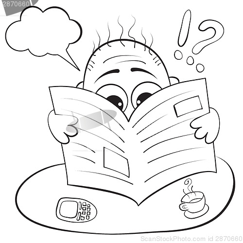 Image of Vector. Man reading a newspaper. caricature portrait