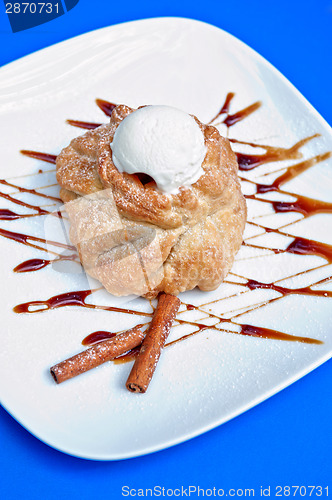 Image of apple strudel with ice cream