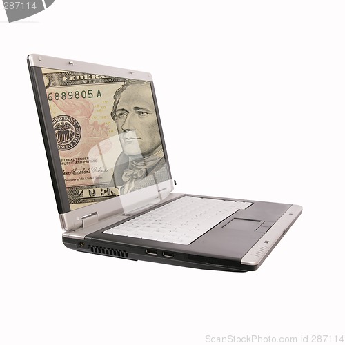 Image of dollars on the laptop screen