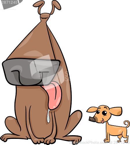 Image of big and small dogs cartoon illustration