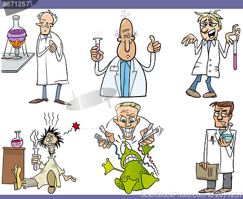 Image of scientists characters cartoon set