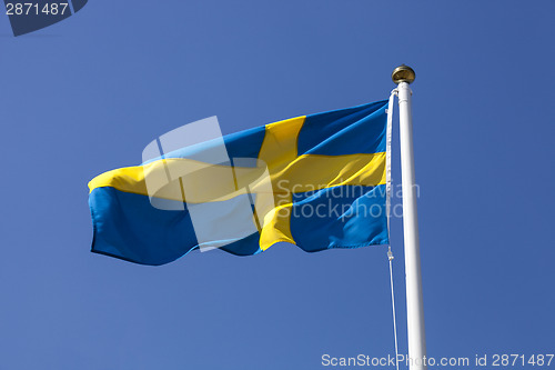 Image of Sweden flag on blue sky