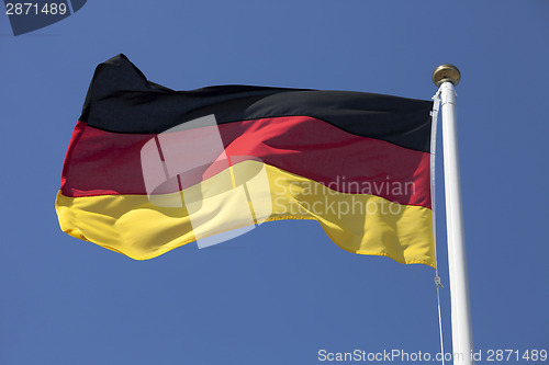 Image of Germany flag on blue sky