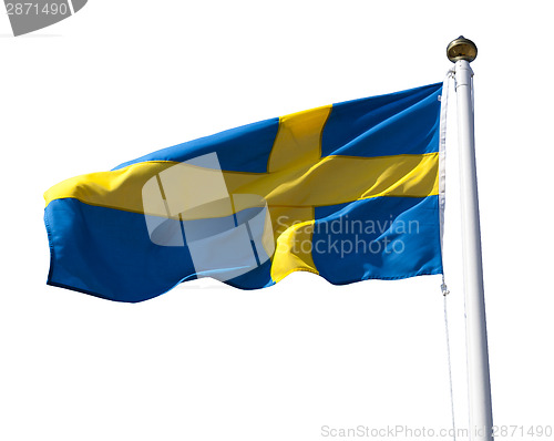 Image of Sweden flag with flagpole
