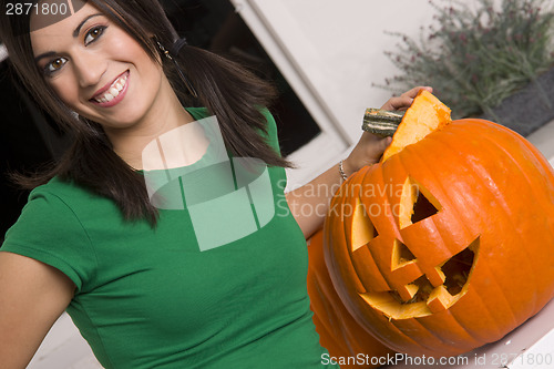 Image of Joyful Woman at Halloween