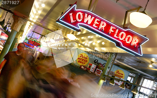 Image of People Passing Quickly Long Exposure Pike Place Public Market Se