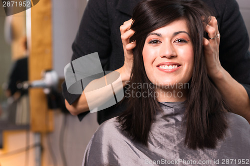 Image of Spa Day Pretty Brunette Woman Head Message Beauty Salon