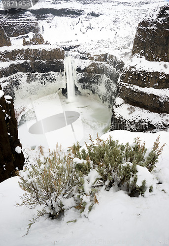 Image of Palouse River Falls Frozen Water Wilderness Waterfall Winter Fre