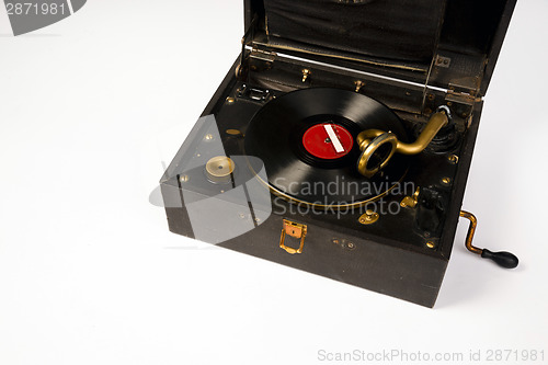 Image of Old Battered Victrola Record PLayer Vintage Antique Condition