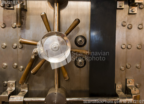 Image of Huge Inenetrable Vintage Bank Vault Massive Handle Combination D