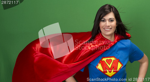 Image of Proud Mom as Super Mother on Green Screen