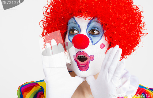 Image of Clown Yelling Extreme Close Up Bright Beautiful Female Performer