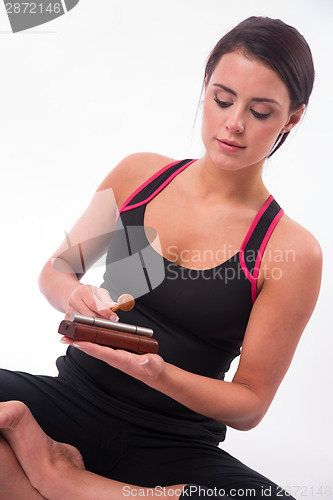 Image of Beautiful Brunette Woman Striking Wood Single Tone Meditation Ch