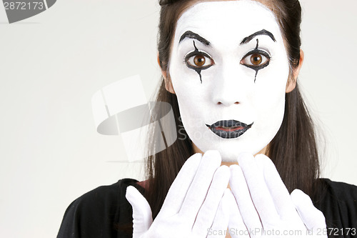 Image of Woman Circus Clown Mime White Face