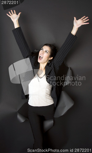 Image of Business Woman Breaks Through Black Barrier 