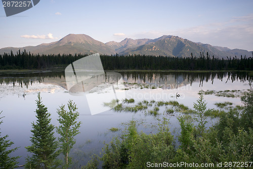 Image of Scenic Marsh Water Panoramic Mountain Landscape Outback Alaska