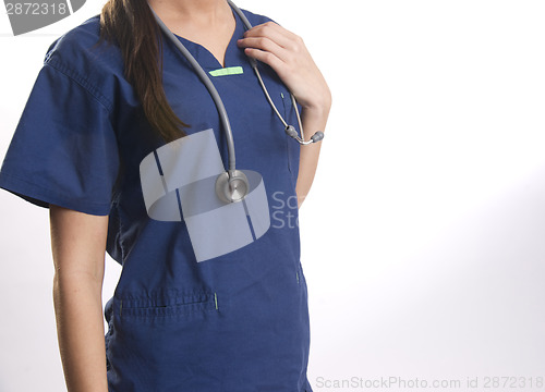 Image of Female Torso Wears Scrubs Nurse Working Healthcare Industry Medi