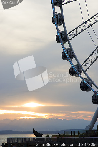 Image of Great Ferris Wheel Puget Sound Seattle Washington Pier Amusement