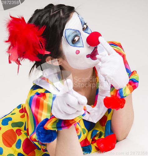 Image of Clown Yelling Close Up Portrait Bright Beautiful Female Performe