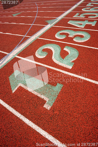 Image of Stadium Running Track Lane Markers Sports Field Number Markings