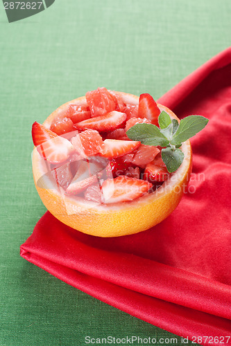 Image of Fruit salad with strawberry and grapefruit