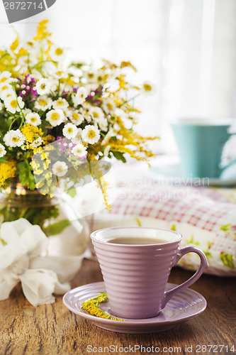 Image of Tea and wildflowers