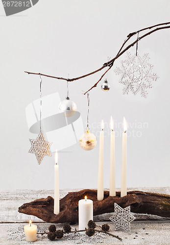 Image of Christmas candles and decorations