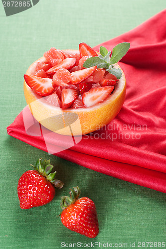 Image of Fruit salad with strawberry and grapefruit